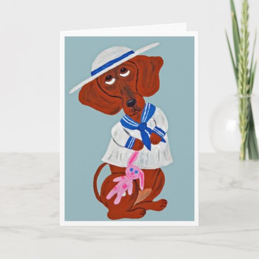 Happy Easter Dachshund Folded Greeting Card Kaart (Voorkant)