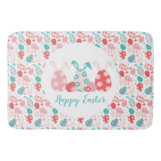 Happy Easter Decorated Eggs Bunny Ears Badmat (Voorkant)