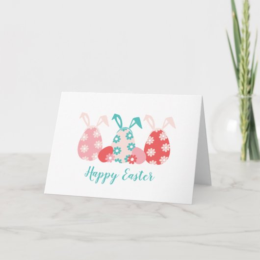 Happy Easter Decorated Eggs Bunny Ears Kaart (Voorkant)