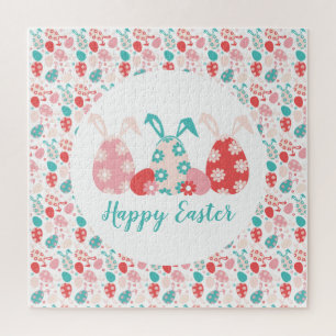 Happy Easter Decorated Eggs Bunny Ears Legpuzzel