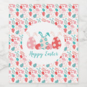Happy Easter Decorated Eggs Bunny Ears Wijn Etiket (Enkel label)