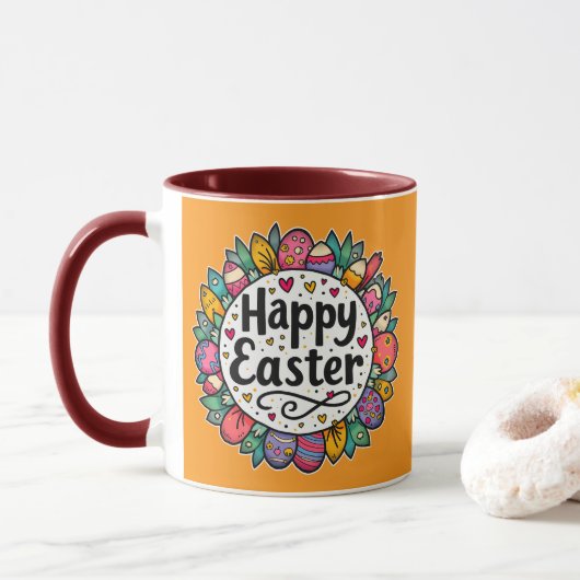 Happy Easter – Decorative Floral Frame - caneca Mok (Met donut)