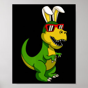 Happy Easter Dinosaur Bunny Ears Easter Boys Kinde Poster