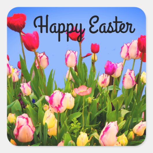 Happy Easter diverse Tulips #3 Sticker (Voorkant)