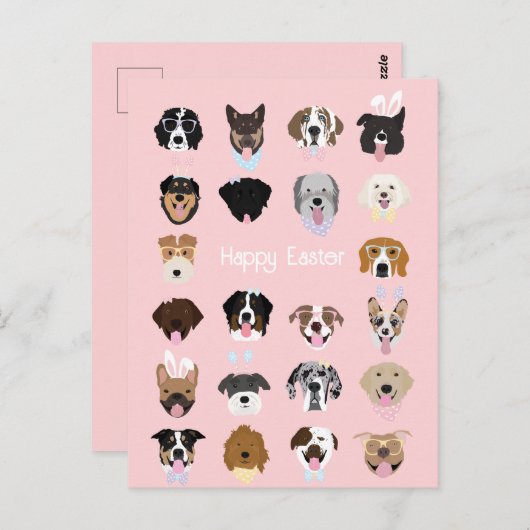Happy Easter Dog Face Pattern Briefkaart (Voorkant / Achterkant)
