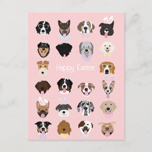 Happy Easter Dog Face Pattern Briefkaart (Voorkant)
