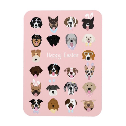 Happy Easter Dog Face Pattern Magneet (Verticaal)