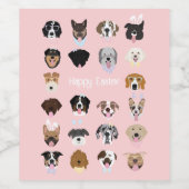 Happy Easter Dog Face Pattern Wijn Etiket (Enkel label)