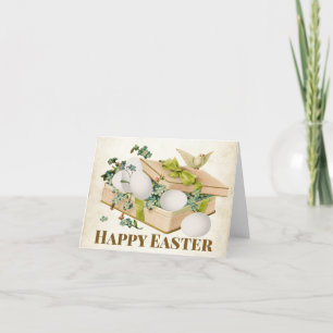 Happy Easter Dove Egg Box vergeet me niet Floral Feestdagen Kaart