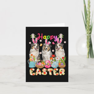 Happy Easter Drie Schattigee Bunny Australian Shep Kaart
