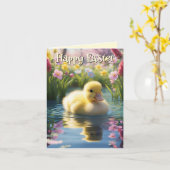 Happy Easter Duckling Kaart (Gele Bloem)
