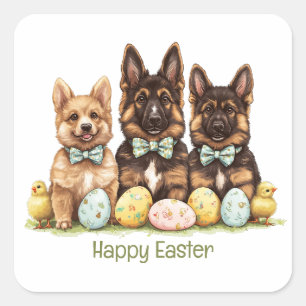 Happy Easter Duitse herdershonden Vierkante Sticker