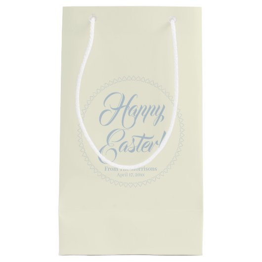 Happy Easter dusty Blue crème aangepast script sch Klein Cadeauzakje (Voorkant)
