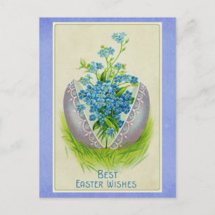 Happy Easter Egg Blue Floral Briefkaart