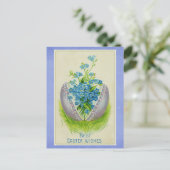  Happy Easter Egg Blue Floral Briefkaart (Staand voorkant)