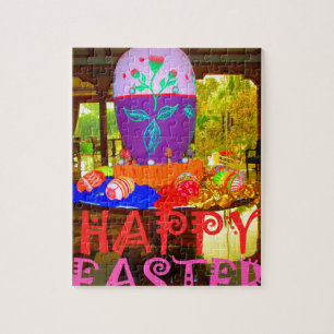 Happy Easter Egg Centerpiece voor de lente Legpuzzel