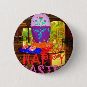 Happy Easter Egg Centerpiece voor de lente Ronde Button 5,7 Cm