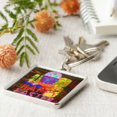 Happy Easter Egg Centerpiece voor de lente Sleutelhanger (Zijkant)