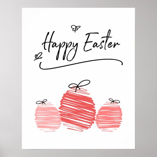 Happy Easter Egg Doodle Sign Poster (Voorkant)