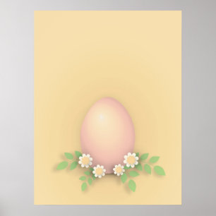 Happy Easter Egg & Flowers Poster
