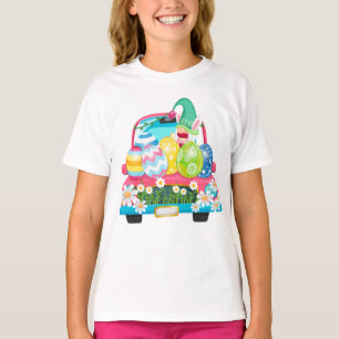 Happy Easter Egg Gnomes Bunny Truck Girl T-shirt