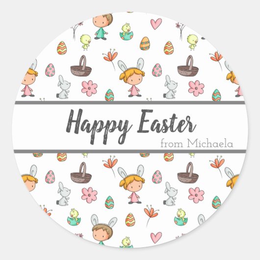 Happy Easter Egg Hunt Ronde Sticker (Voorkant)