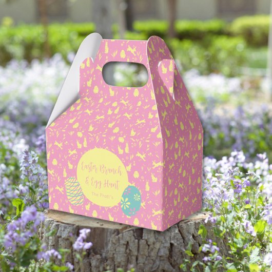 Happy Easter Egg Hunt roze hand trekken Bedankdoosjes