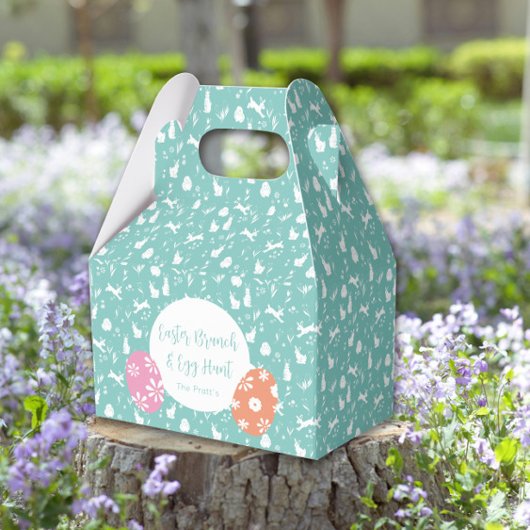 Happy Easter Egg Hunt turquoise hand draw Bedankdoosjes