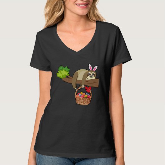 Happy Easter Egg Hunt With Sloth T-shirt (Voorkant)