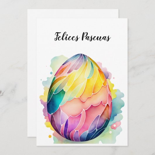 Happy Easter Egg Kaart Design in het Spaans (Voorkant / Achterkant)