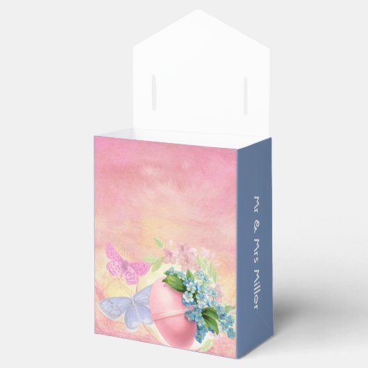 Happy Easter Egg Monogram Waterverf Blue Custom Bedankdoosjes (Geopend)