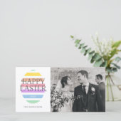 Happy Easter Egg Paasfoto Feestdagenkaart (Staand voorkant)