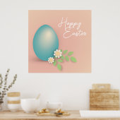 Happy Easter Egg pastel blauwe roze floral Poster (Keuken)