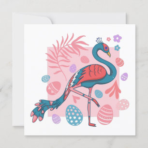 happy Easter Egg pauock retro Kaart