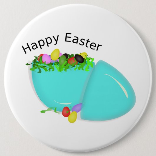 "HAPPY EASTER" EGG RONDE BUTTON 6,0 CM (Voorkant)