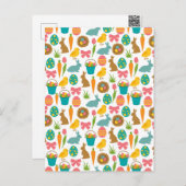 Happy Easter Eggs Bunny Chicks Patten Briefkaart (Voorkant / Achterkant)