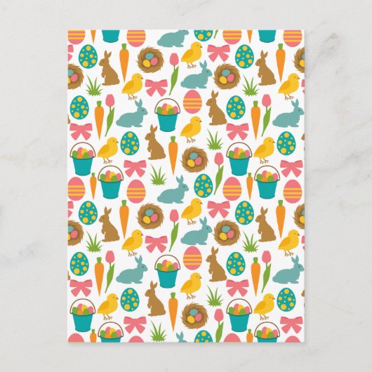 Happy Easter Eggs Bunny Chicks Patten Briefkaart (Voorkant)
