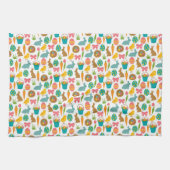 Happy Easter Eggs Bunny Chicks Patten Theedoek (Horizontaal)