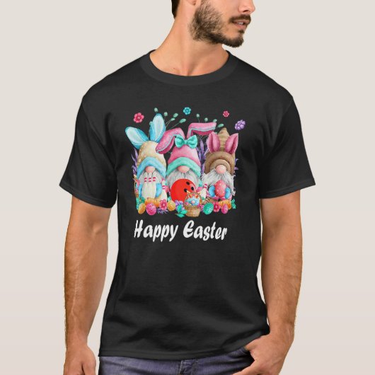 Happy Easter Eggs Bunny Gnomes Bowling Paaspap T-shirt (Voorkant)