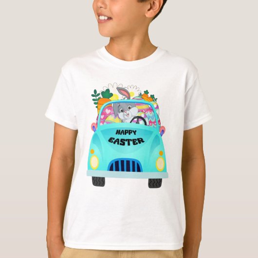 Happy Easter Eggs Bunny Truck Boy T-shirt (Voorkant)