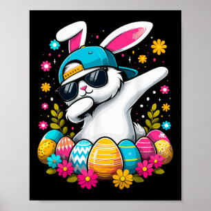 Happy Easter Eggs Cool Dabbing Bunny Poster