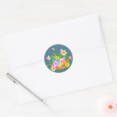 Happy Easter Eggs en Floral Ronde Sticker (Envelop)