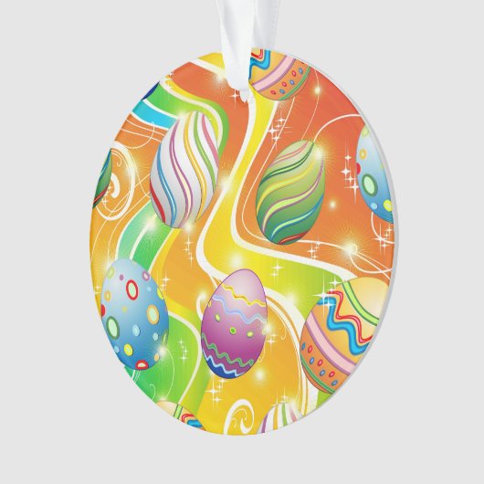 Happy Easter Eggs Festive Pattern Ornament (voorkant)