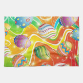 Happy Easter Eggs Festive Pattern Theedoek (Horizontaal)
