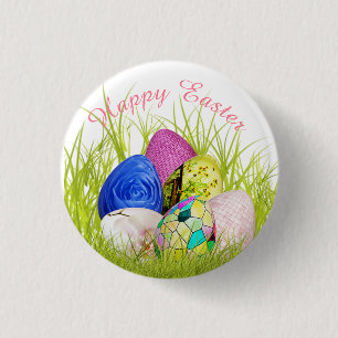 Happy Easter Eggs Floral Photography Ronde Button 3,2 Cm
