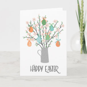 Happy Easter Eggs Floral Trees FEESTDAGEN Kaart
