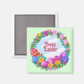 Happy Easter Eggs Floral Wreate Magneet (Voorkant / Achterkant)