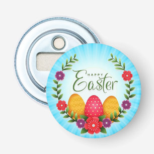 Happy Easter Eggs Flowers-23798 Button Flesopener
