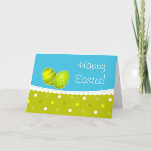 Happy Easter Eggs Groen Blauw Design Feestdagen Kaart
