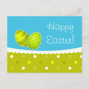 Happy Easter Eggs Groen Blauw Design Feestdagenkaart